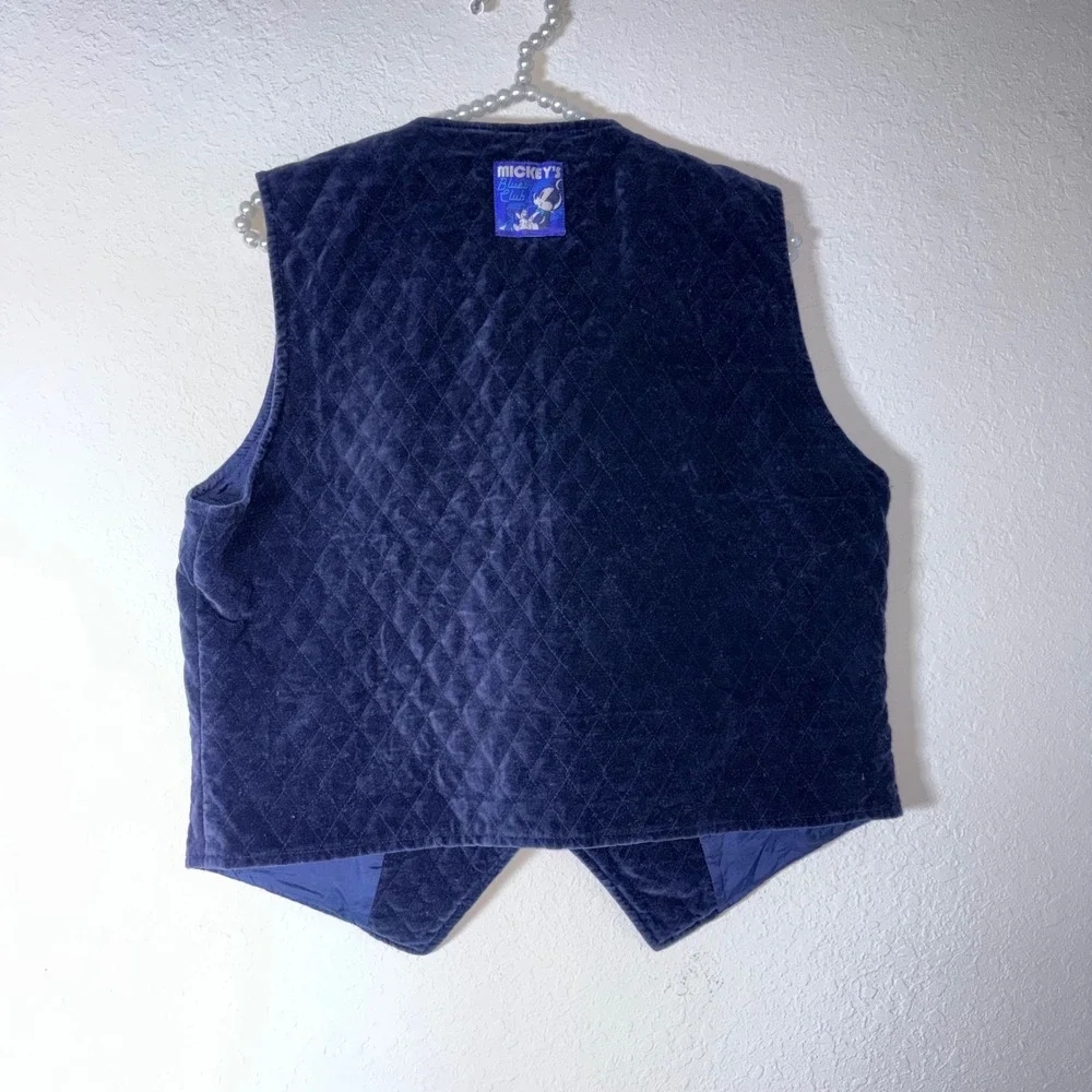 Disney Store Mickey Mouse Blues Club Vest XL Navy Blue Excellent Quilted Velvet